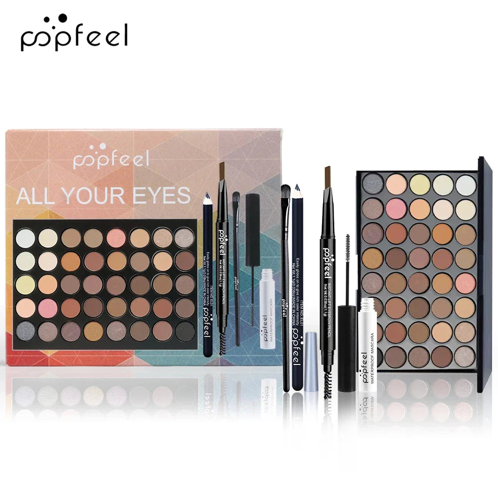 POPFEEL Eye Makeup Set, Eyeshadow Palette, Eyeliner, Mascara, Eyebrow Pencil, Makeup Set Box