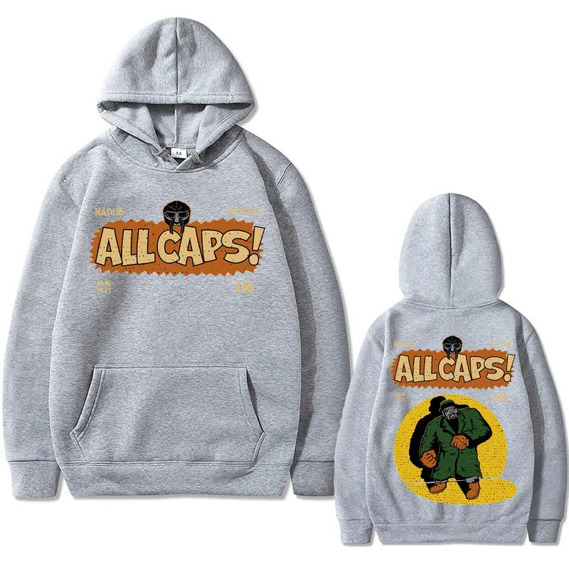 Madlib Doom Print Hoodies Pullover MF Doom Amazing Sweatshirt Men's Fleece Streetwear