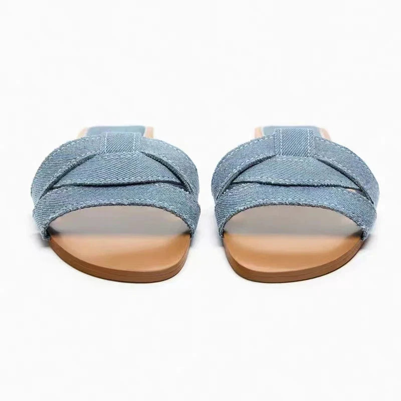 Summer Women Slippers Fashion Outdoor Casual Breathable Flat T-shape Soft Comfortable Heels Shoes Open Toe Sandals Slides Women