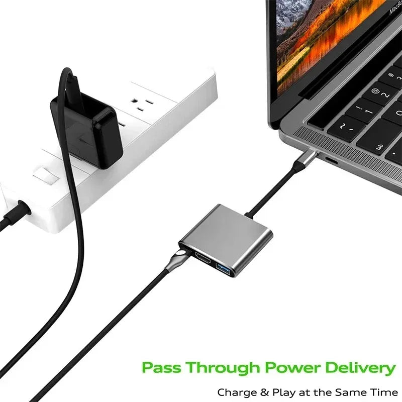 3 in 1 Usb Hub USB C to HDMI-compatible Splitter HUB Type-c to HDMI