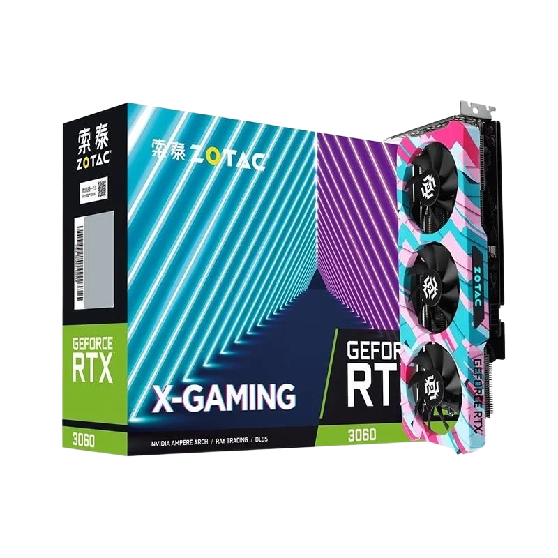 Used ZOTAC RTX 3060 Ti Graphics Card 8GB GDDR6 256 Bit 8Nm 14Gbps 1410Mhz 1665Mhz 3DP+HD Video Card