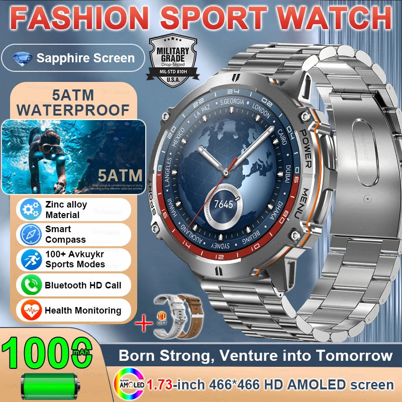 Military TANK X3 1000mAh Battery Men Smart Watch GPS Altimeter 10ATM Waterproof Bluetooth Call Outdoor Sports Adult Smartwatch