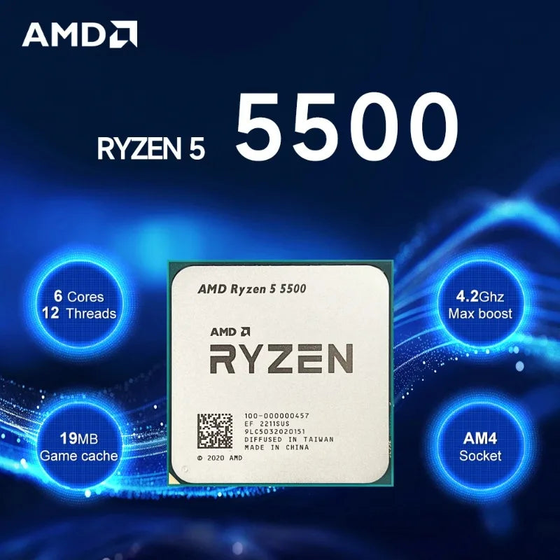 New Boxed AMD Ryzen 5 5500 NEW CPU 3.6 GHz 6-Core 12-Thread R5 5500 L3=16M Socket AM4 7NM DDR4 Processor 65W16MBLarge cache 2025