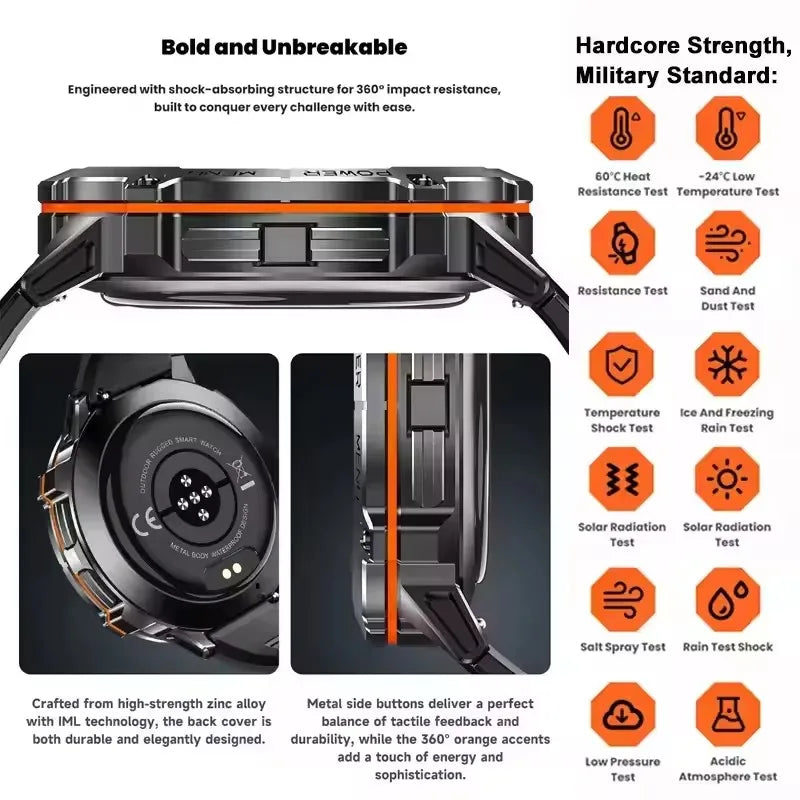 Military TANK X3 1000mAh Battery Men Smart Watch GPS Altimeter 10ATM Waterproof Bluetooth Call Outdoor Sports Adult Smartwatch