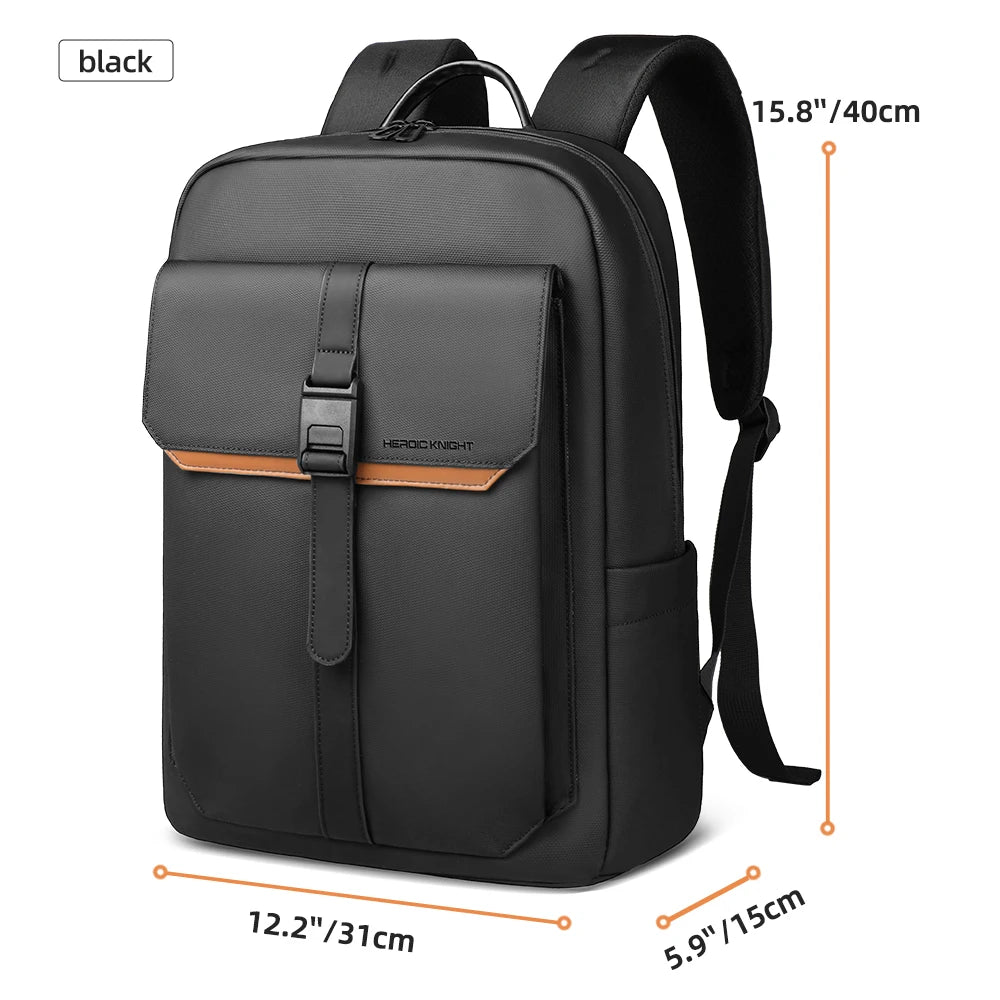 HK Stylish Business Backpack for Men Waterproof 15.6 inch Flap Laptop Backpack Multiple Pockets Casual Daypack for Work School