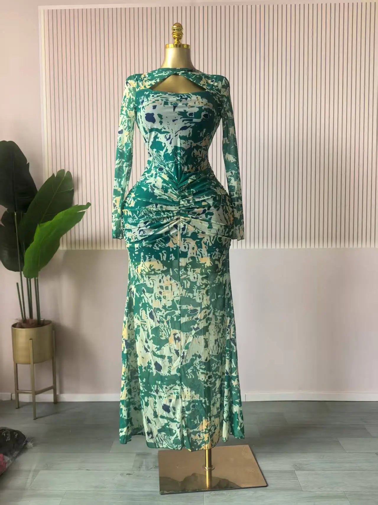 Women Draped V-neck Cutout Front Ruched Stacked Bodycon Midi Long Maxi Dress 2025 Night Club Party Vestidos Sexy Dresses