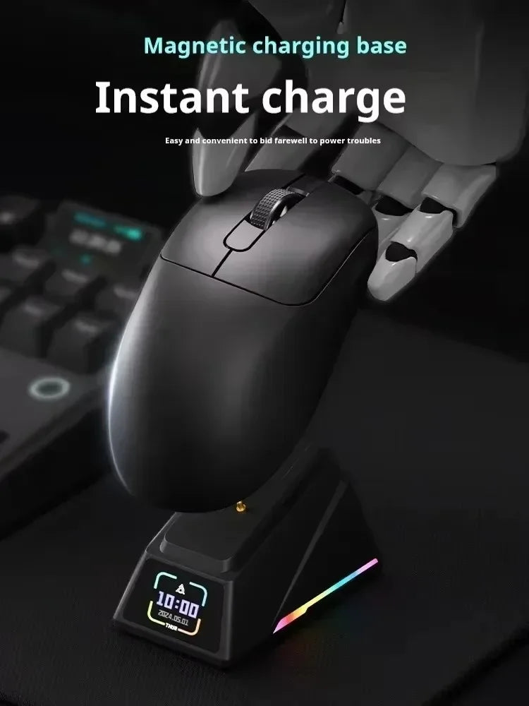 Ajazz Aj179 APEX 8k Wireless Mouse PAW3950 Sensor Three Mode Charging Base Gaming Mouse Lightweight Ergonomics 400mAh Pc Gamer