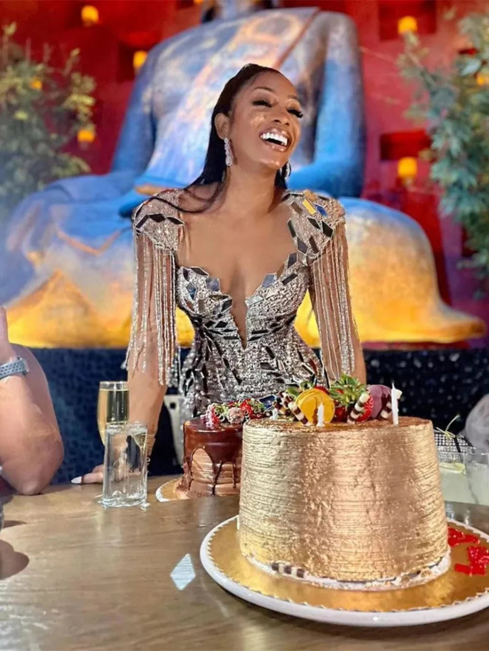 Short Golden Prom Dresses Luxury Black Girls Beaded Crystal