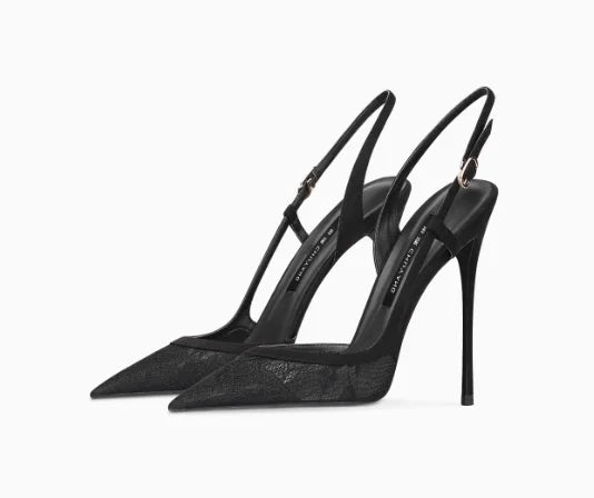 New side leakage hollowed out rear strap high-heeled sandals with black and white mirror and sexy temperament plus size shoes