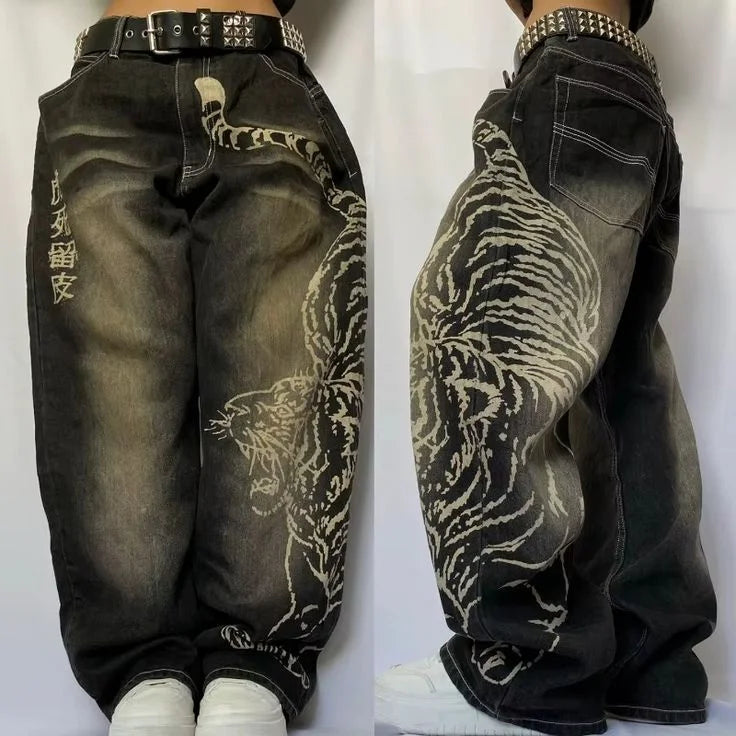 Baggy Wide Leg Designed Jeans
