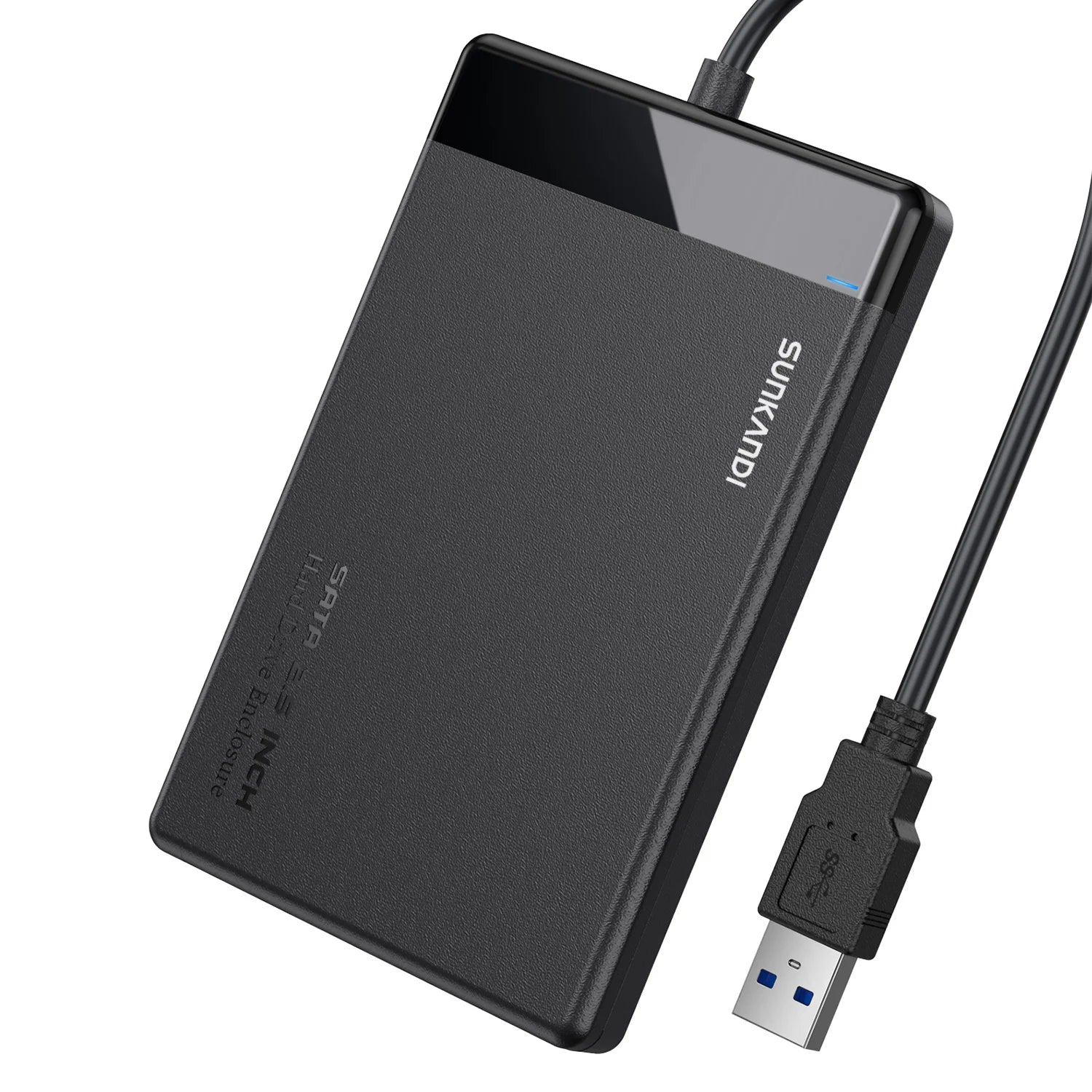 SUNKANDI 2.5" Hard Drive Enclosure USB 3.0 to SATA III Adapter Supports 2.5 Inch SSD HDD 9.5mm 7mm External Hard Drive Enclosure