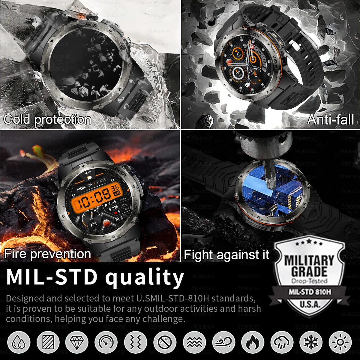 2025 NEW Top Popular Outdoors GPS tracker Sports Smart Watch Men 500mAh NFC HD Call IP68 depth waterproof Smart Watch T-REX3 Men