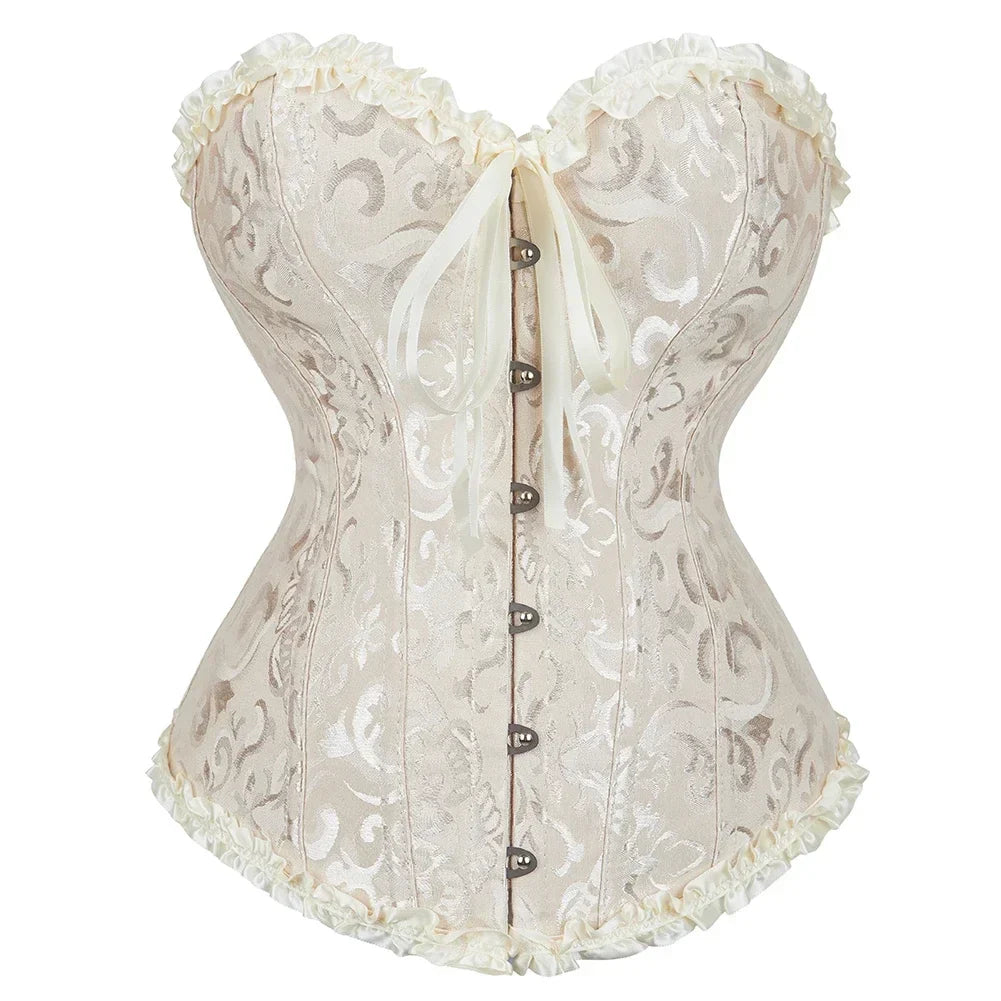 Victorian Gothic Fashion Jacquard Overbust Corset