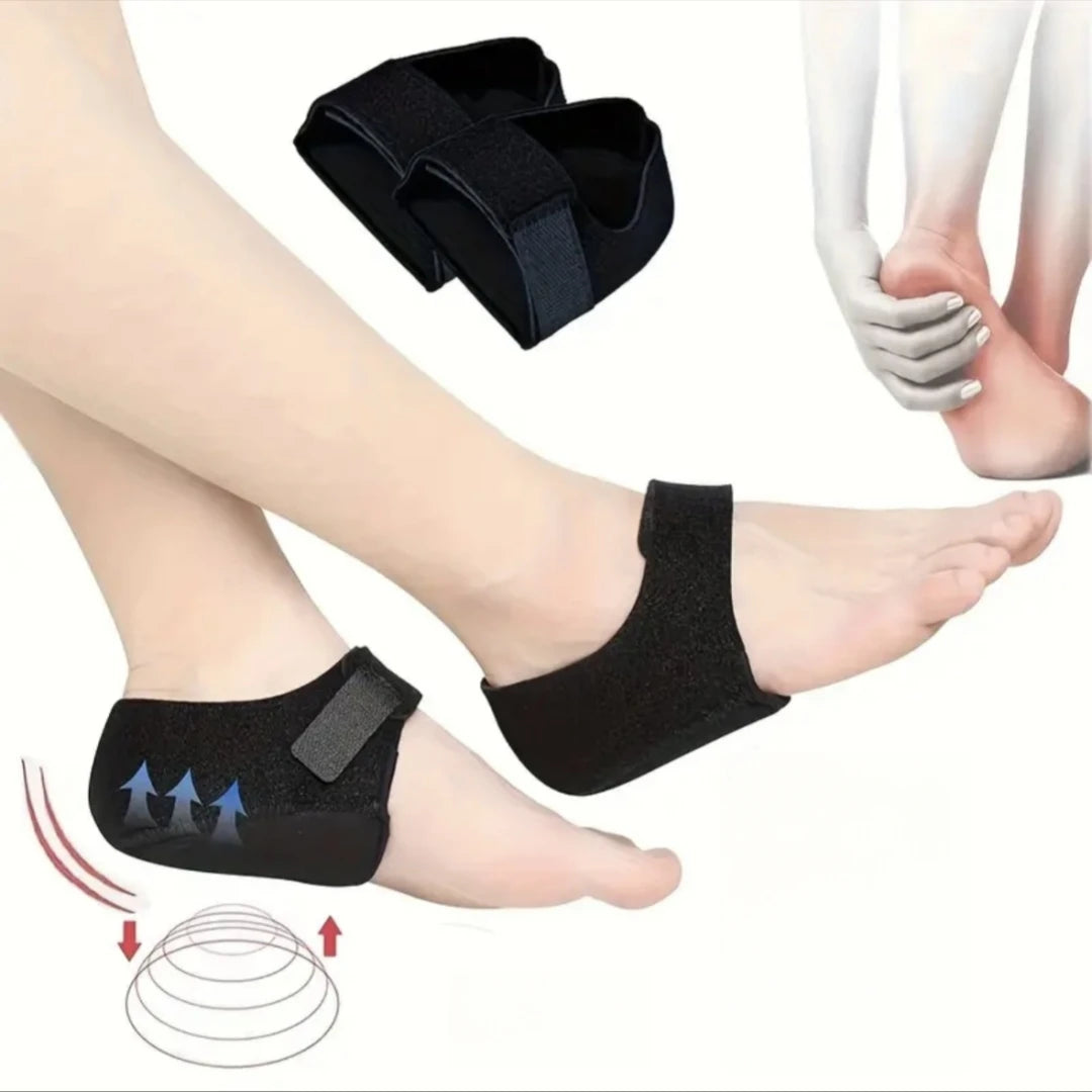 1 Pair Silicone Heel Pads, Shock Absorption, Relieving Leg Pressure, Adjustable Straps, Prevent Slipping Insoles