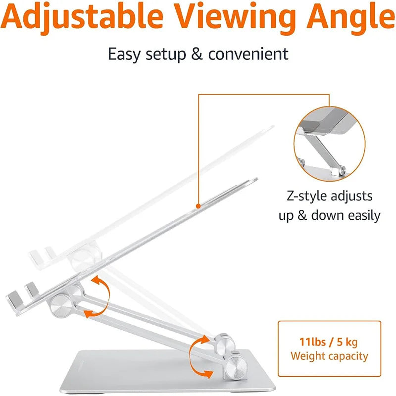 1pc Ergonomic and Foldable Laptop Stand for Desk, Adjustable Riser, Fits all Laptops and Notebooks up to 17.3 Inch