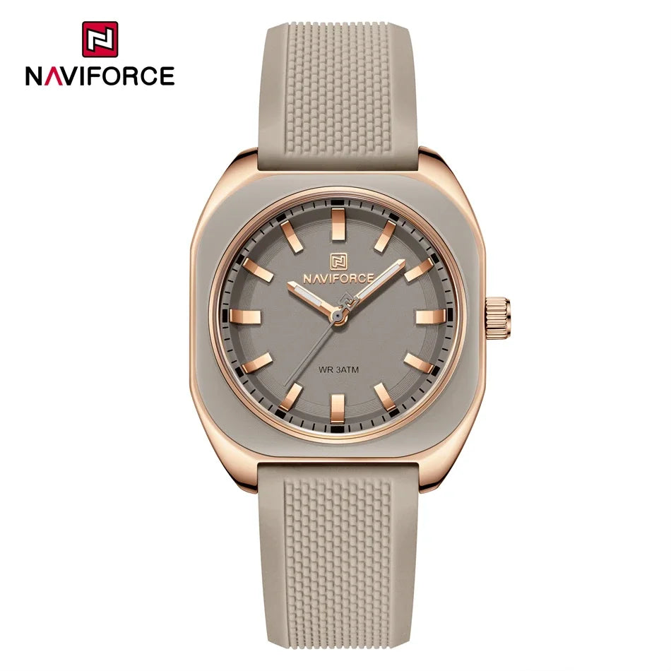 NAVIFORCE Fashion Women's Casual Elegant Simple Polygon Quartz Silicone Watch Gift for Women Wristwatch Casual Relogio Feminino