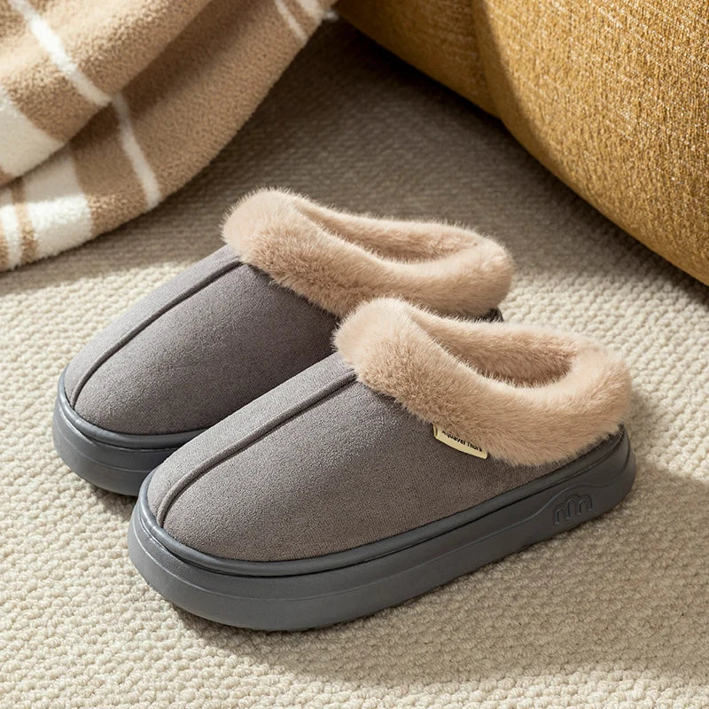 Fashion Women's Winter Slippers Indoor Warmth Anti-slip Comfort Thick Sole Casual Couple Home Shoes Snow Boots