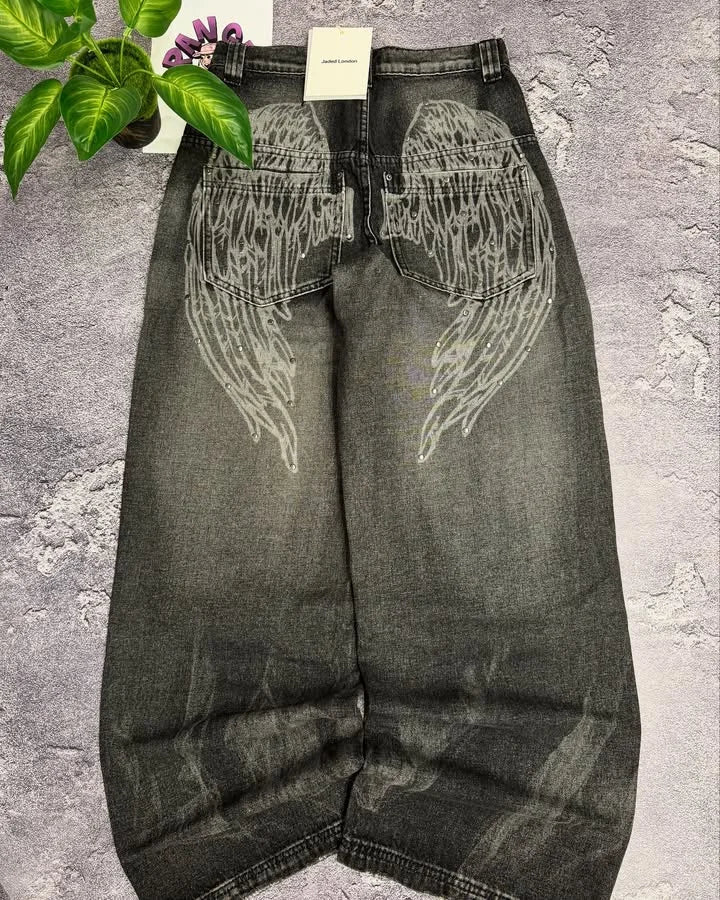 Baggy Wide Leg Designed Jeans
