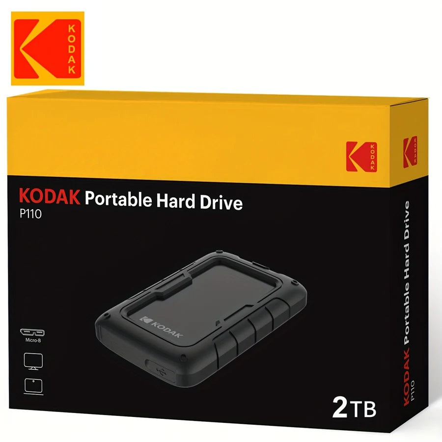 KODAK, P110, Portable HDD mechanical mobile disk, 500GB/1Tb/2Tb, portable gaming hard drive storage, suitable for PC, electronic
