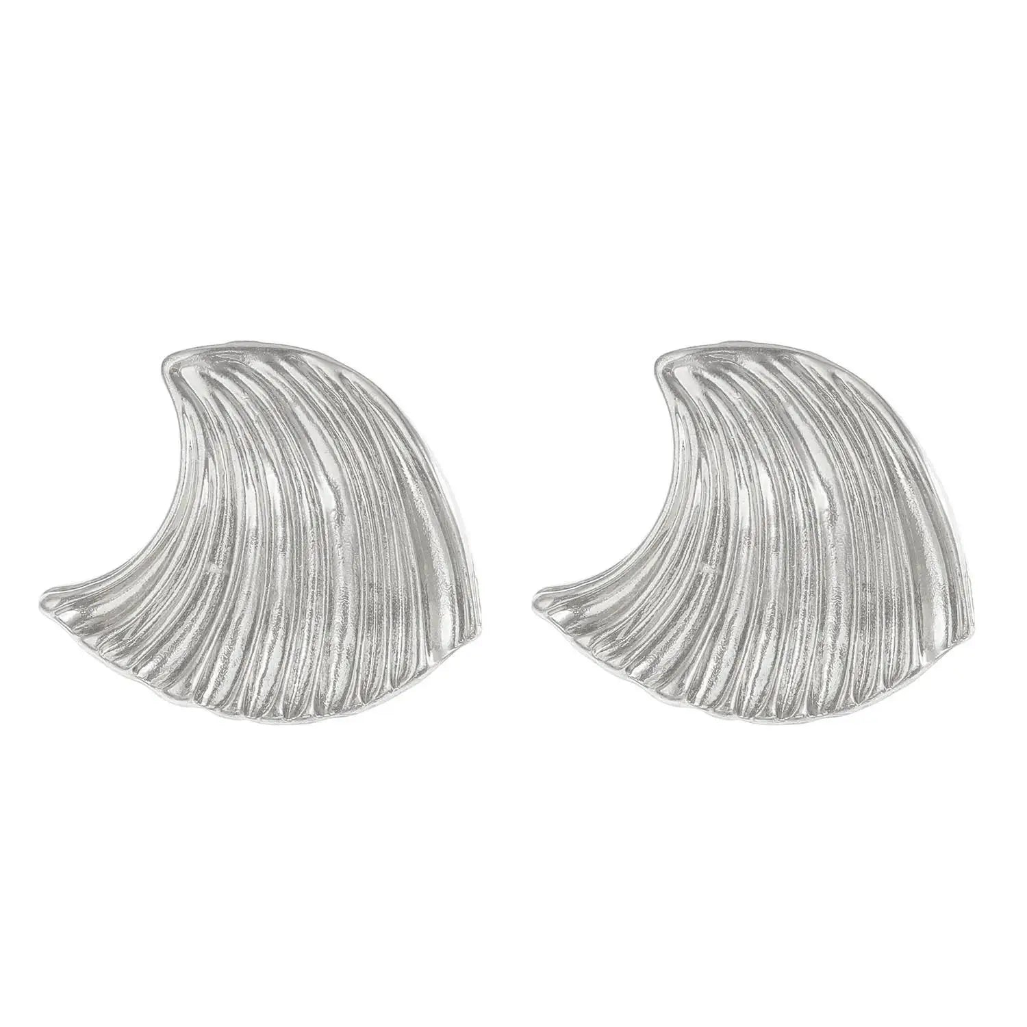 Vintage Pleated Geometric Earrings – Stainless Steel Statement Studs