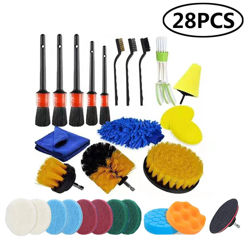UNTIOR Electric Drill Brush Attachment Set Power Scrubber Brush Car Polisher Kitchen Bathroom Cleaning Tool Car Detailig Brushes