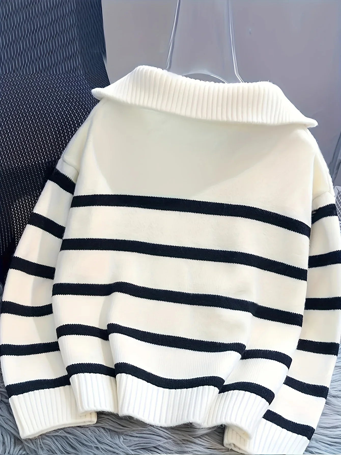 CakuloCN Winter Women Sweater Thickened Striped Pullover