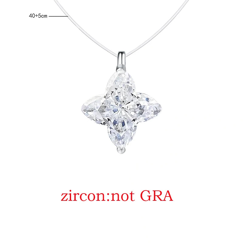 Classic Four Claws Moissanite Necklace - Certified, D-Color, VVS1, Sterling Silver 925 Chain