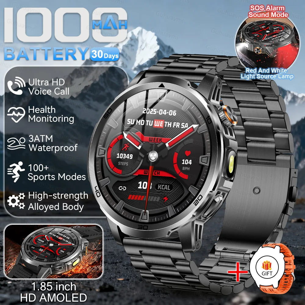 New Outdoor 1000mAh Large Battery Smart Watches Man Military 5ATM Waterproof Heart Rate Bluetooth Call Sports Smartwatch 2026
