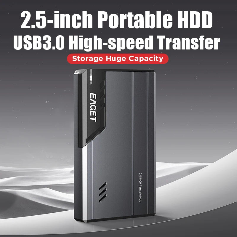 EAGET Portable HDD External Hard Drive 500GB 1TB 2TB LED External Hard Disk 2.5in 5Gbps Portable Hard Drives for Laptop Desktop