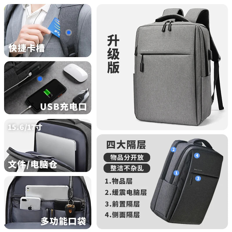 40L Laptop Backpack Durable 17 Inch for Men Women with USB Charger Port & Luggage Sleeve Sturdy College Rucksack Bag For Macbook