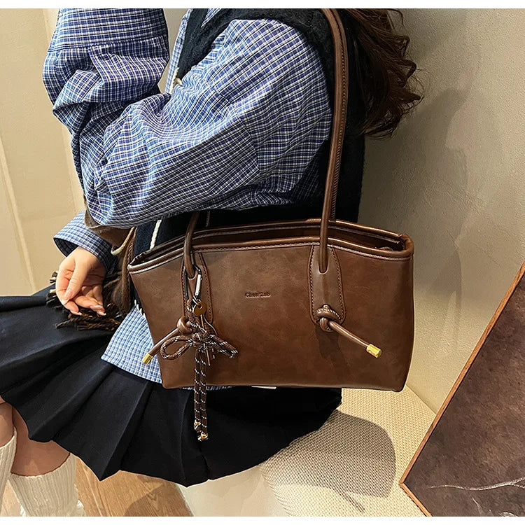 PU Leather Shoulder Bags For Women 2025 Winter Y2K Trend Female Crossbody Bag Lady Handbags And Purses Retro Tote Bag bolso