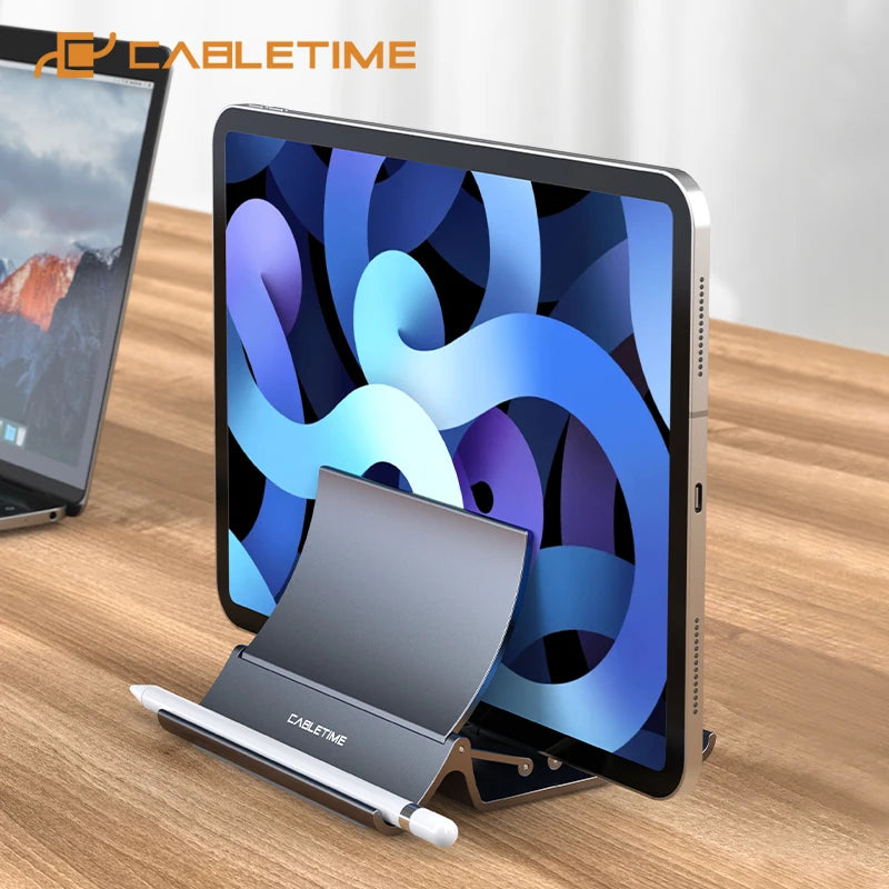 CABLETIME Vertical Laptop Stand Automatically Shrink Space-Saving Multifunctional Tablet Stand for MacBook Surface iPad Phone
