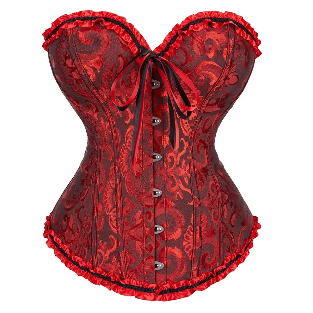 Victorian Gothic Fashion Jacquard Overbust Corset