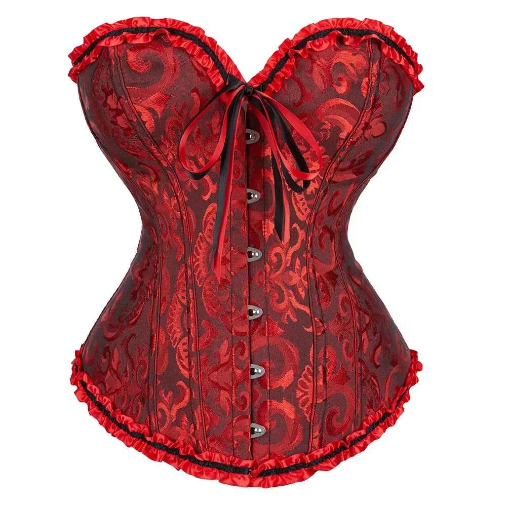 Victorian Gothic Fashion Jacquard Overbust Corset