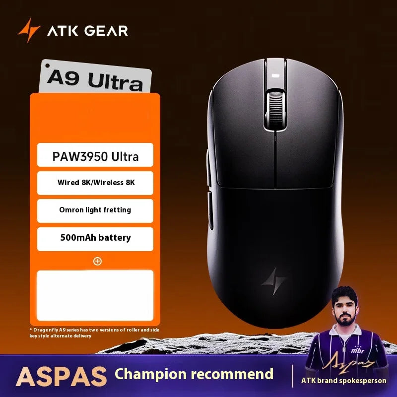 ATK A9 Ultra Wireless Gaming Mouse A9/A9 SE/A9 Plus/A9 Pro Tri Mode 8K Gaming Mouse 53g Lightweight E-sports PC Gift Customized