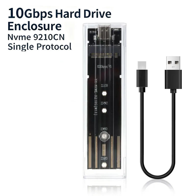 DANJU M.2 Portable Hard Drive NGFF Protocol 10GbpsNVME SSD Transparent outer frame (with data cable included)