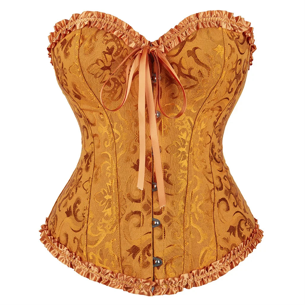 Victorian Gothic Fashion Jacquard Overbust Corset