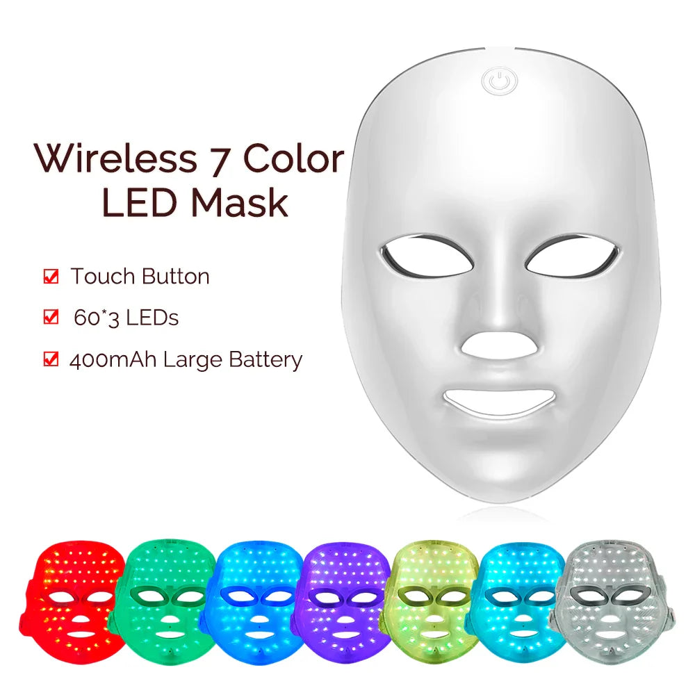 Wireless 7-Color LED Face Beauty Mask