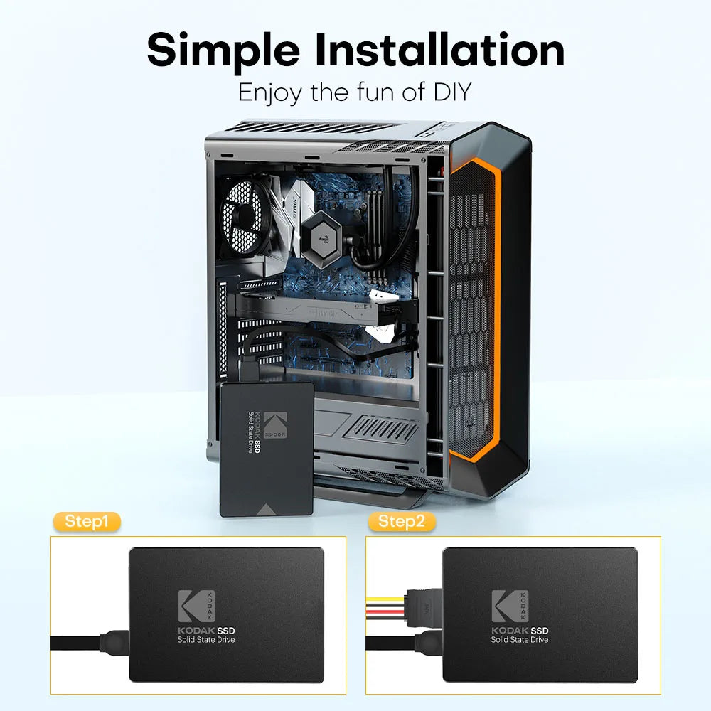 Kodak SSD Sata 2.5 Inch Solid Disk 6GB/S Microchip 3D Nand 550Mb/s Ssd Hard Drive 1tb/512/256/128gb 7mm Ultra-thin Hard Drive