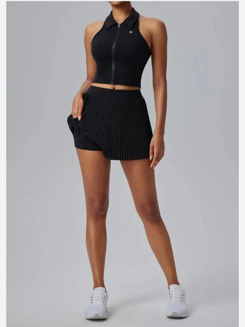 Womens Breathable Running Shorts Skirt Set for Outdoor Sports