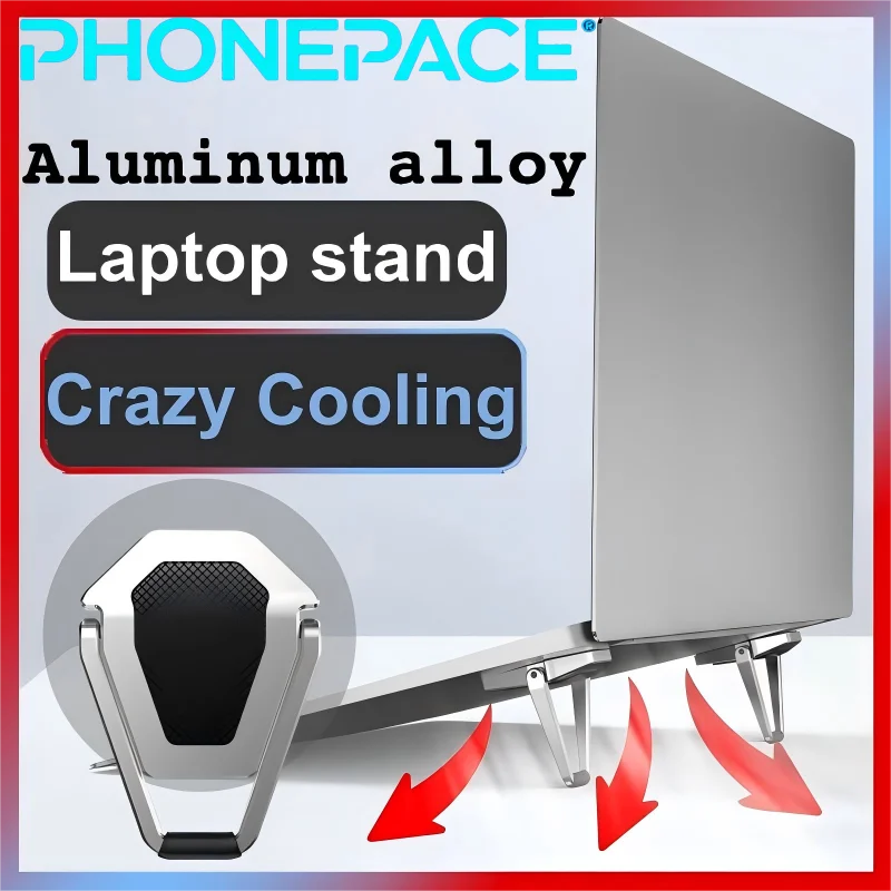 A pair of zinc alloy laptop invisible stands, mini portable desktop height-increasing cooling foldable support frames