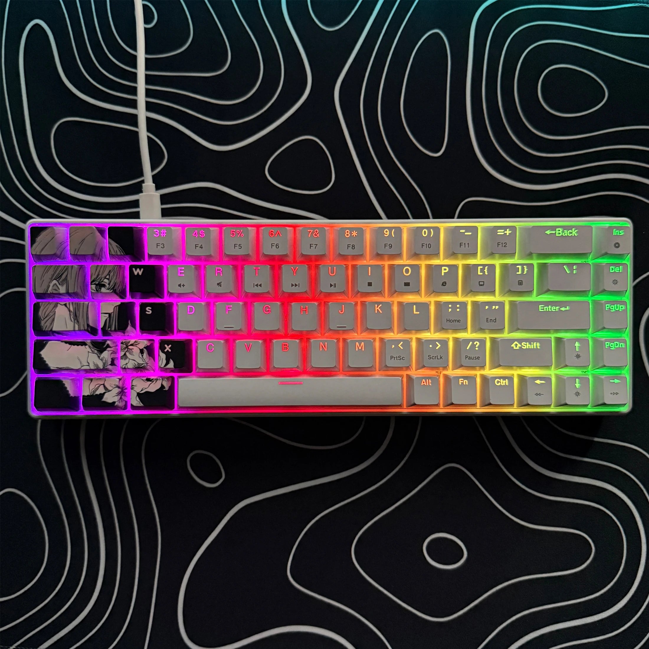 Gaming Mechanical Keyboard, Wired RGB Backlit Mini Keyboard, Ultra-Compact Anti-Ghosting No-Conflict 68 Keys Membrane Gaming
