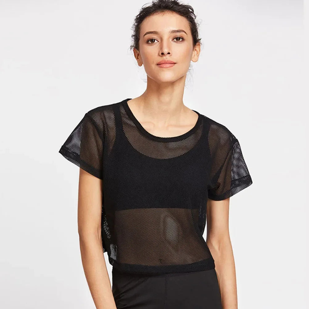 MeshMotion Women's White Sheer Top | Rave Set