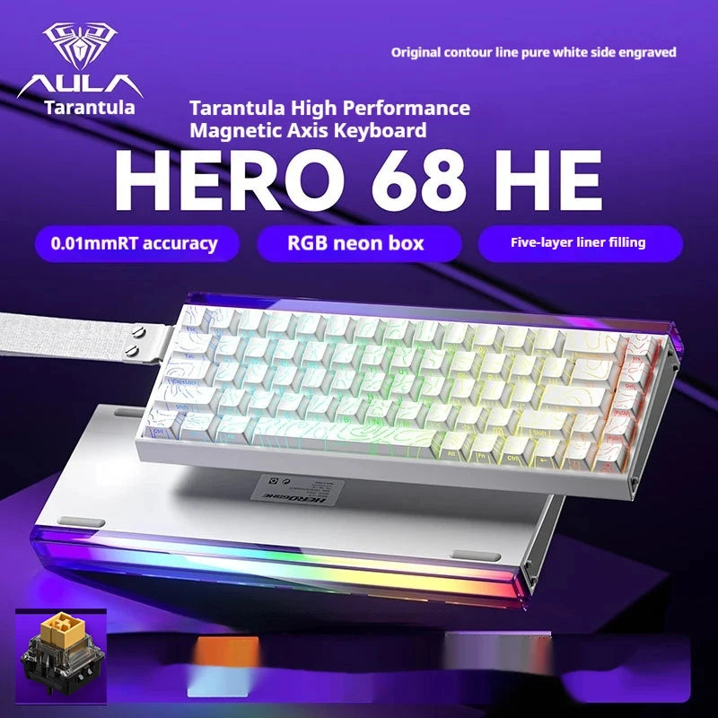 New AULA HERO 68HE/ULTRA INSTOCK Magnetic Switch Gaming Keyboard&Mouse E-sport Custom Mechanical Wired Keyboard Accessories
