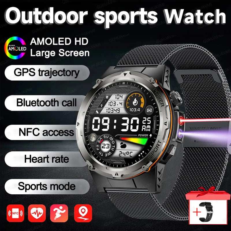 2025 NEW Top Popular Outdoors GPS tracker Sports Smart Watch Men 500mAh NFC HD Call IP68 depth waterproof Smart Watch T-REX3 Men