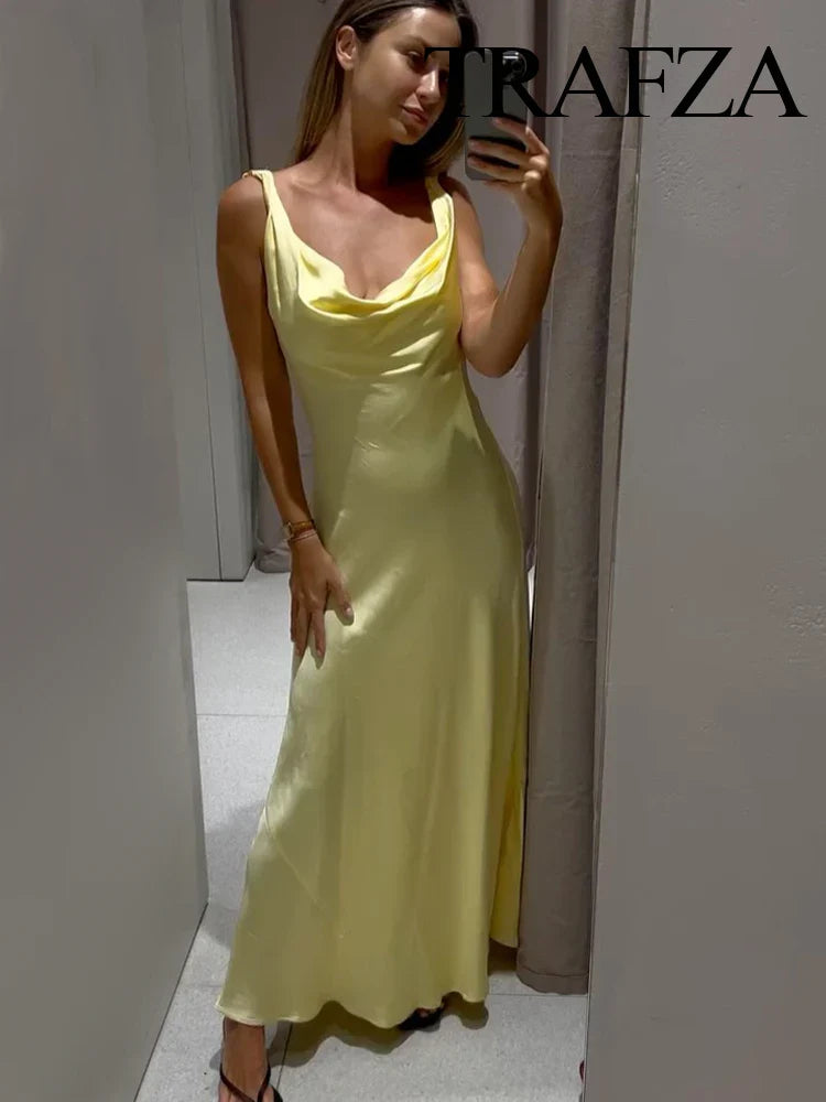 Zara satin dress, backless, V-neck, elegant, sexy