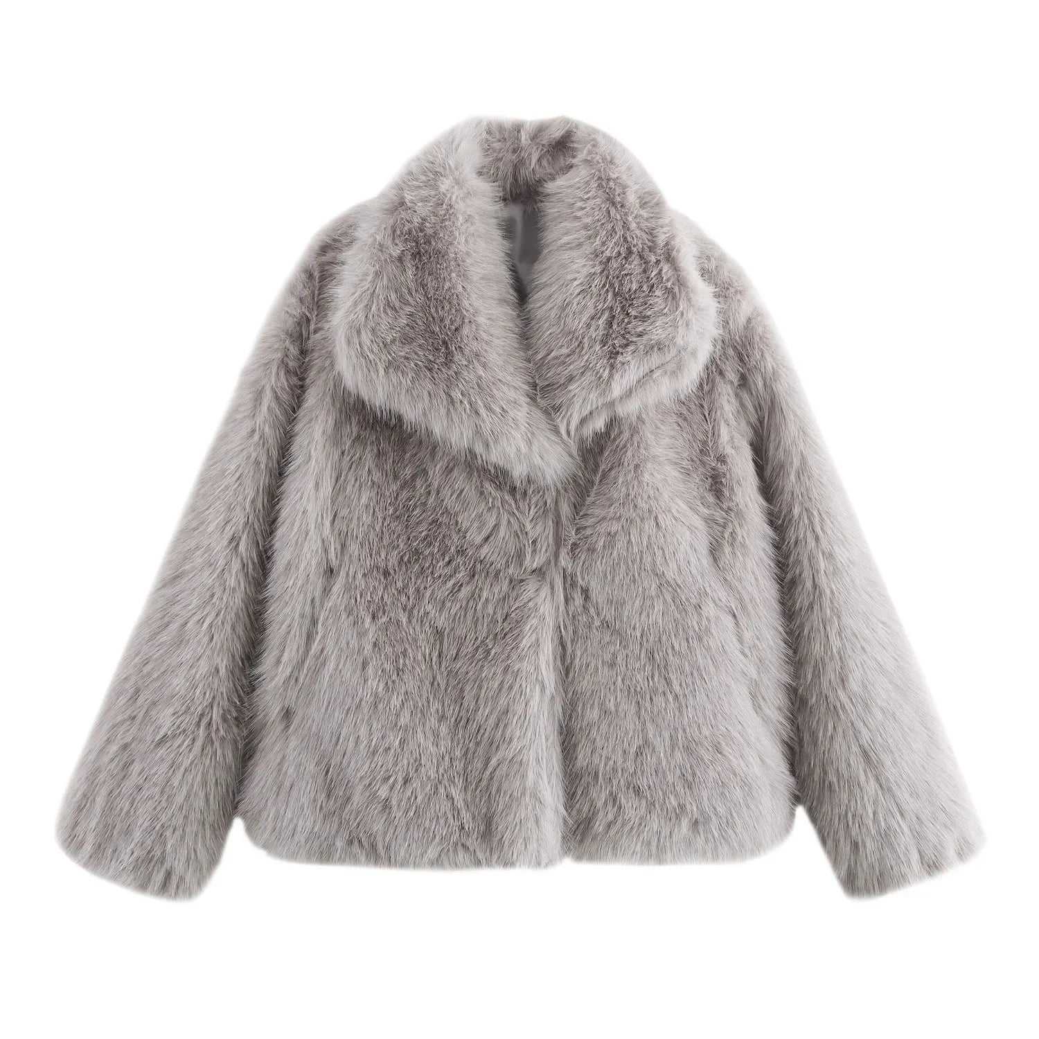 Winter Plush Coat Fashion Warm Thicken Fluffy Lapel Jacket