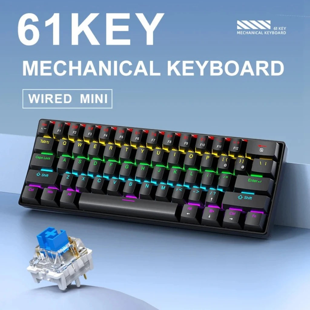 APAYADO K61 Keyboard 60% Portable Wired Mechanical Keyboard