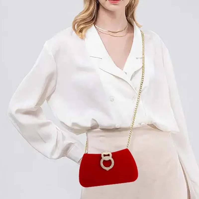 Red Moon Clutch Bags Design Women Clutches Diamonds Golden Velvet Evening Bags Party Wedding Handbags Purse Shoulder Bags