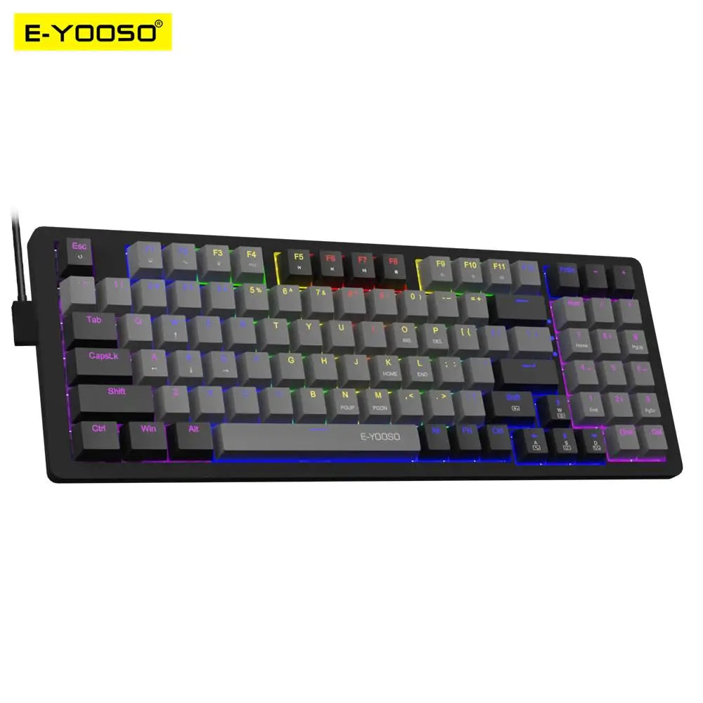 E-YOOSO Z94 USB Mechanical Gaming Keyboard Wired Monochrome LED Backlit Blue Red Switch 94 Key for Compute Laptop PC